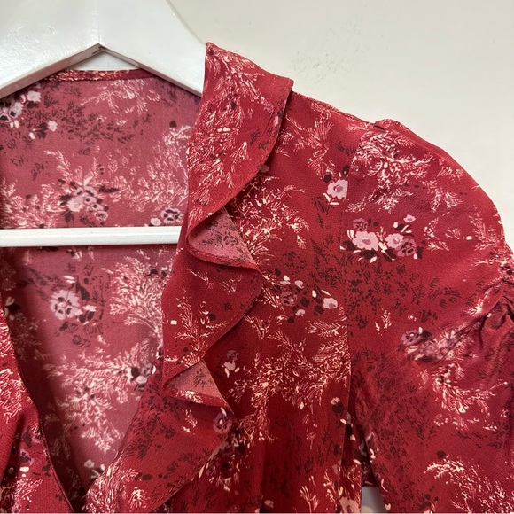 Lily Ashwell Gemma Silk Dress Red Floral Mini Ruffle Made in the USA Juniper XS - Picture 5 of 10